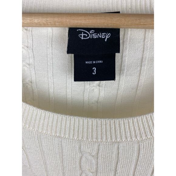 Disney Size 3 Cream Rayon Nylon Blend Mickey Mouse Crew Neck Pullover Sweater - Picture 3 of 7